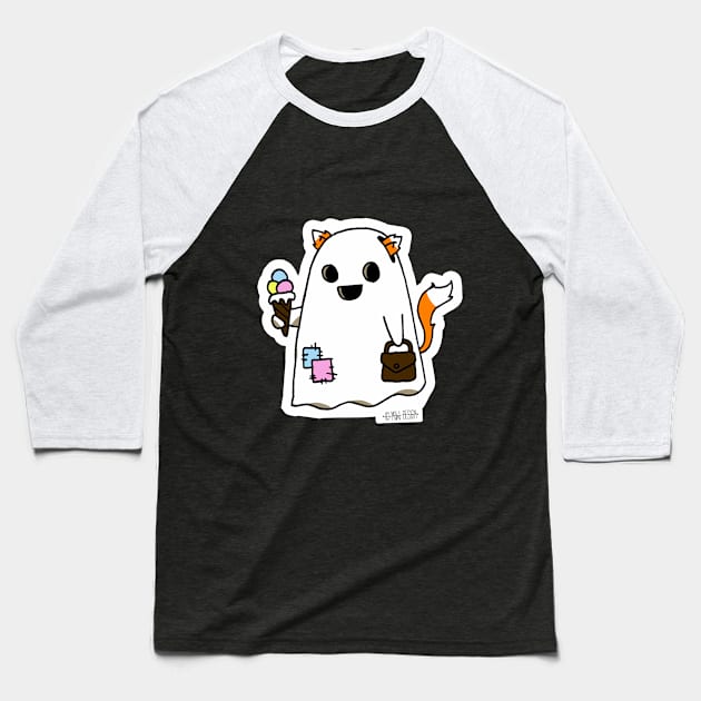 Cute little fox ghost with ice cream Baseball T-Shirt by MIWDesign